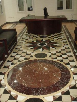 Thiết kế Waterjet trắng / kem / Đá Nâu Đá cẩm thạch Đá cẩm thạch Medallion Đối với Trang trí Tầng Lát Ngói